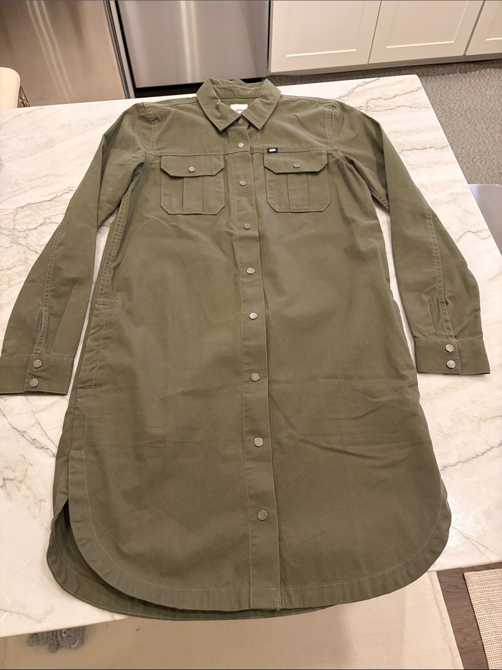 Vans Olive Green Long Sleeve Button-Down Utility Shirt SZ XS
